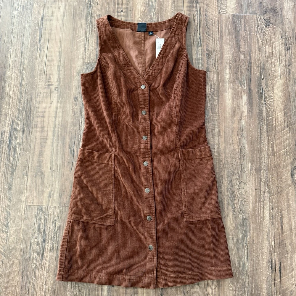 NWT GAP Corduroy Mini Dress Pockets Sleeveless Size 4 Button Front Fall Classic